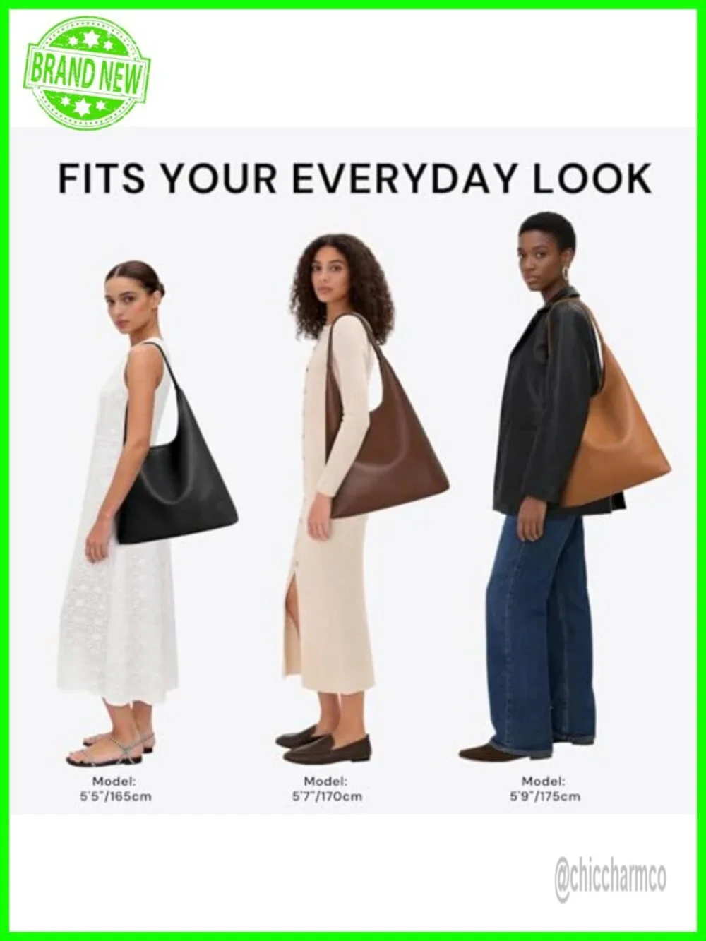 Large Slouchy Hobo Shoulder Bag Vegan Leather Everyday Purse 2-Piece Set